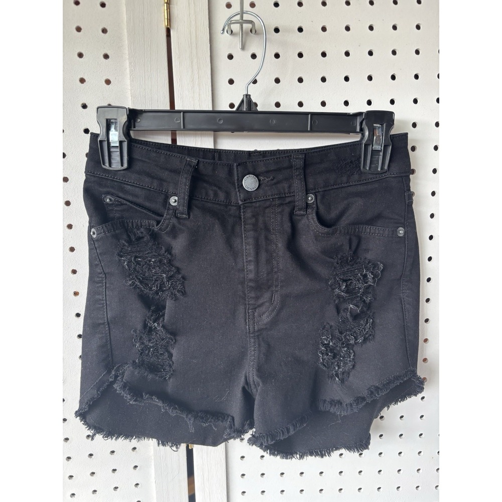 CARMAR Women's 25 Denim Jeans Black Distressed Cut Offs Raw Hem Ripped Stretch‎